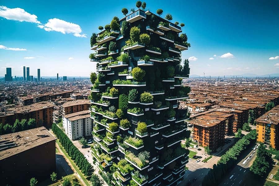 Travel Inside - Short-term rental vertical forest and Milan skyline